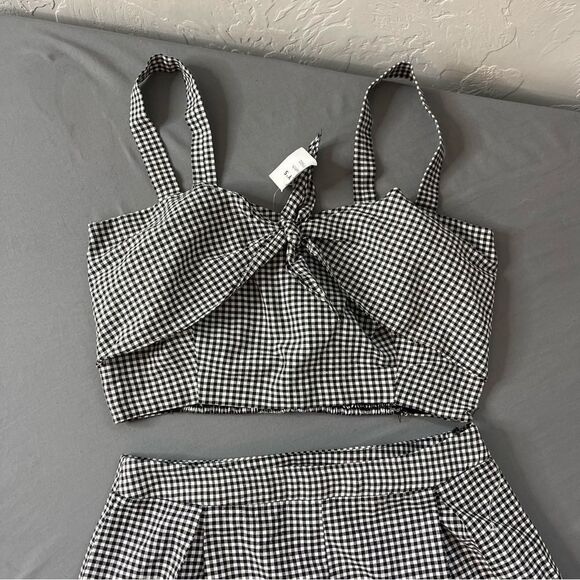 Tilly’s 2 piece matching short top set high wasted gingham tank size large - Picture 5 of 14